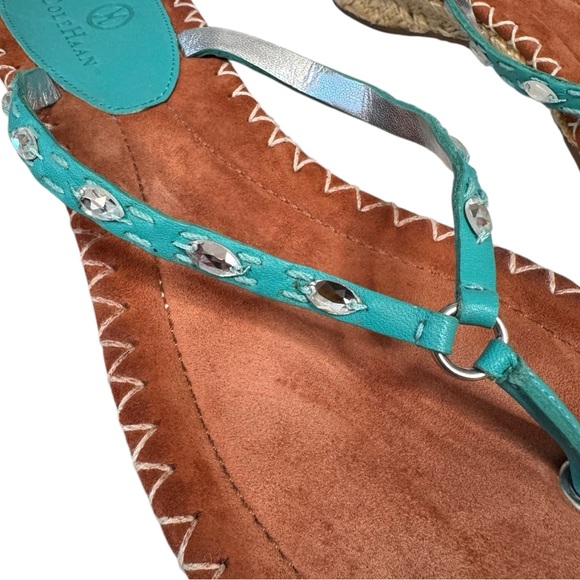 Cole Haan Turquoise Wedge Crystal Sandals 8 - Picture 3 of 11